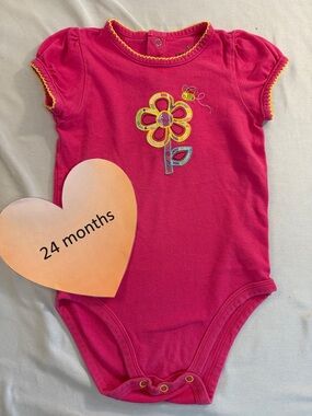 Jumping Beans - 24M - Pink Baby Onesie with Flower Design